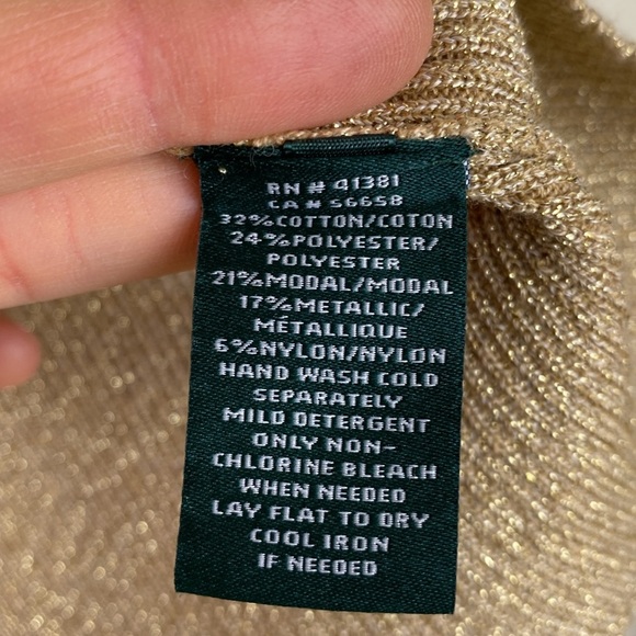 Lauren Ralph Lauren Cotton Gold Metallic Sweaters for Women, Size M - Picture 5 of 11